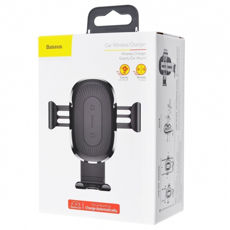 Автоутримувач із бездротовою зарядкою Baseus Gravity Car Mount (Air Outlet Version) 1.67A 10W, фото 3