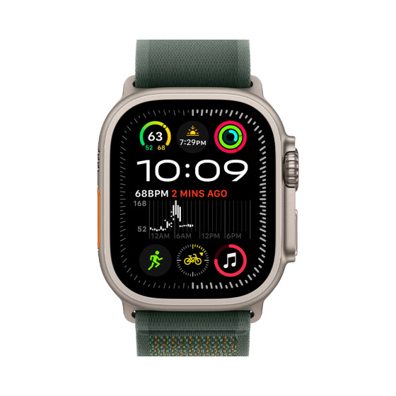 Apple Trail Loop Band S/M для Watch 49mm - Natural Titanium Finish - Green (MXTN3)