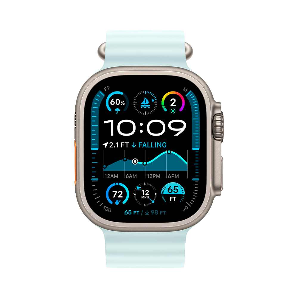 Apple Ocean Band Ice Blue - Natural Titanium Finish 44/45/46/49mm (MXTF3)