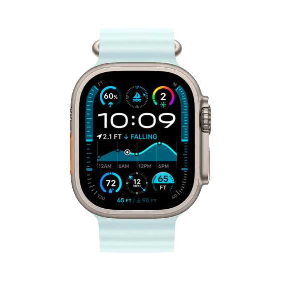 Apple Ocean Band Ice Blue - Natural Titanium Finish 44/45/46/49mm (MXTF3)