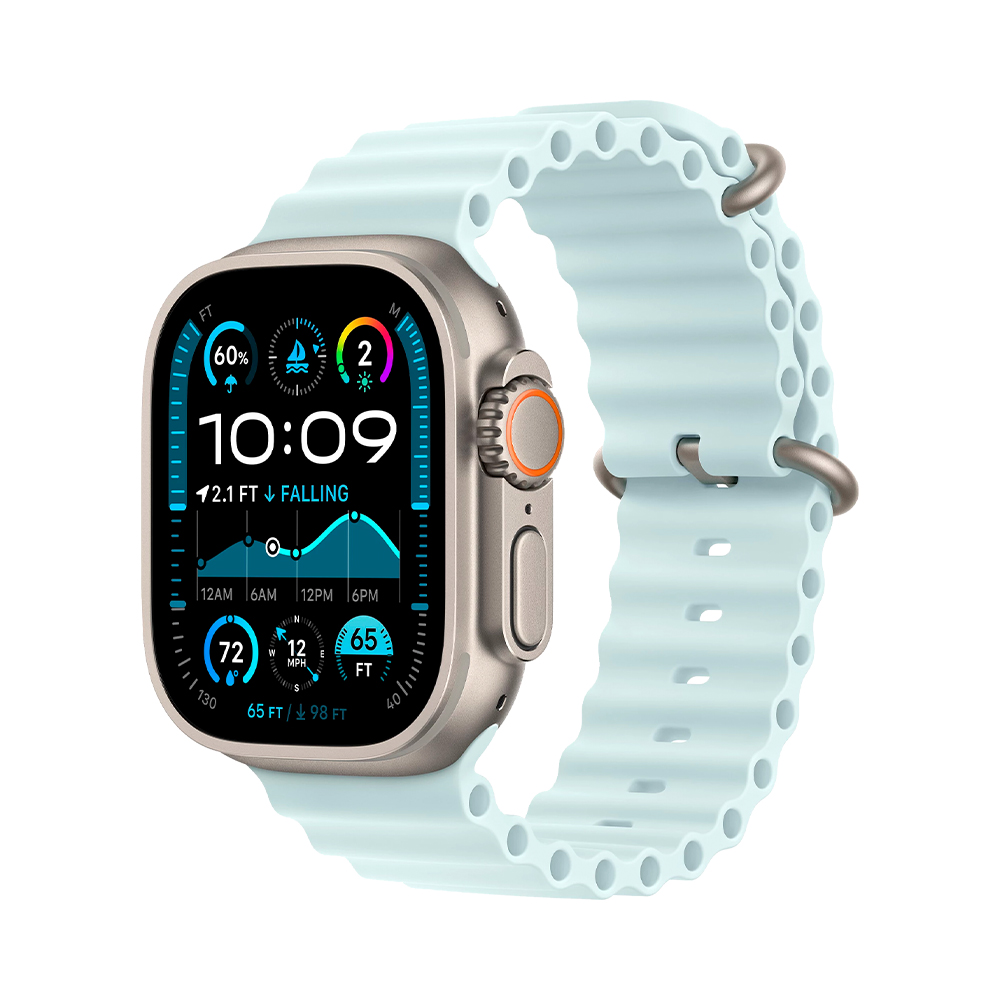 Apple Ocean Band Ice Blue - Natural Titanium Finish 44/45/46/49mm (MXTF3)