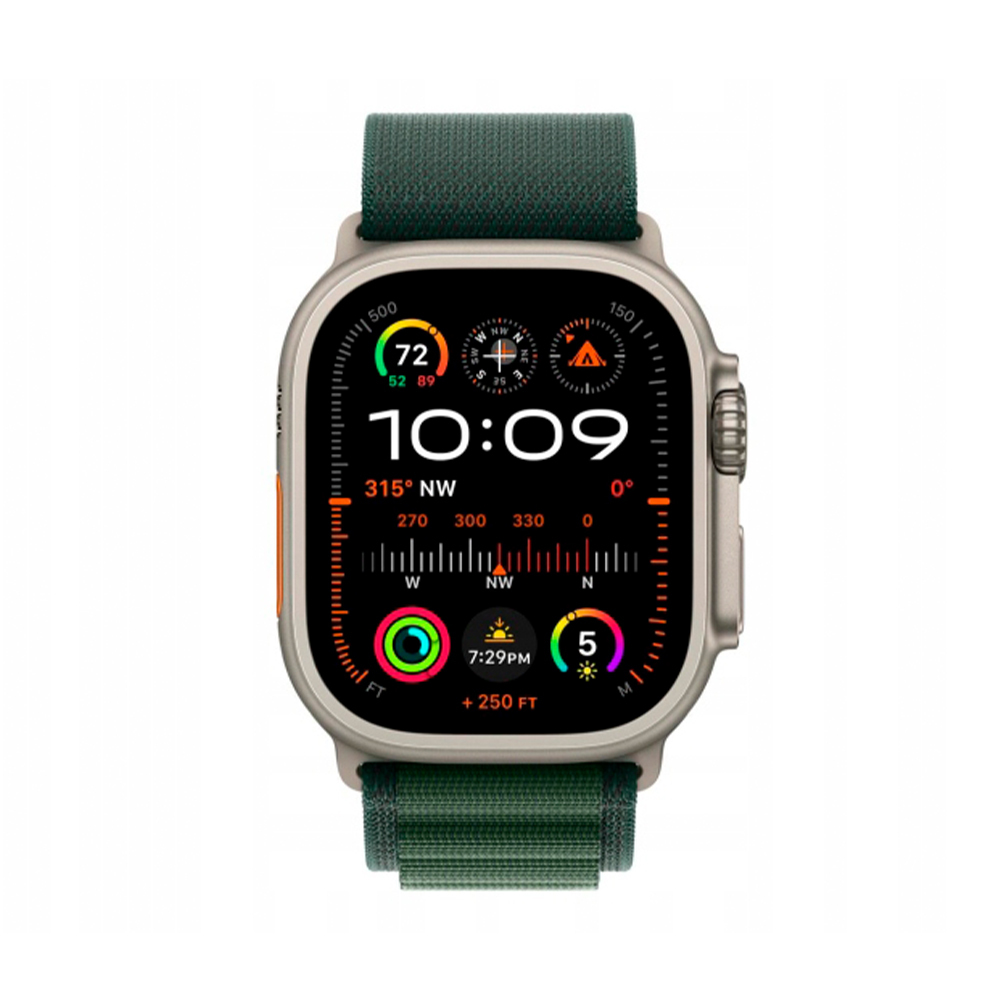Apple Alpine Loop Band Medium для Watch 49mm - Natural Titanium Finish - Dark Green (MXMV3)