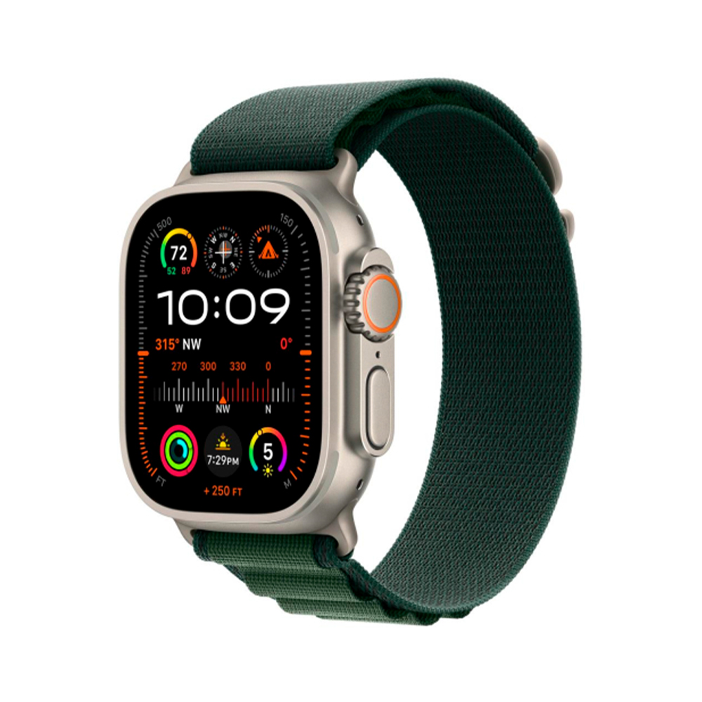 Apple Alpine Loop Band Medium для Watch 49mm - Natural Titanium Finish - Dark Green (MXMV3)