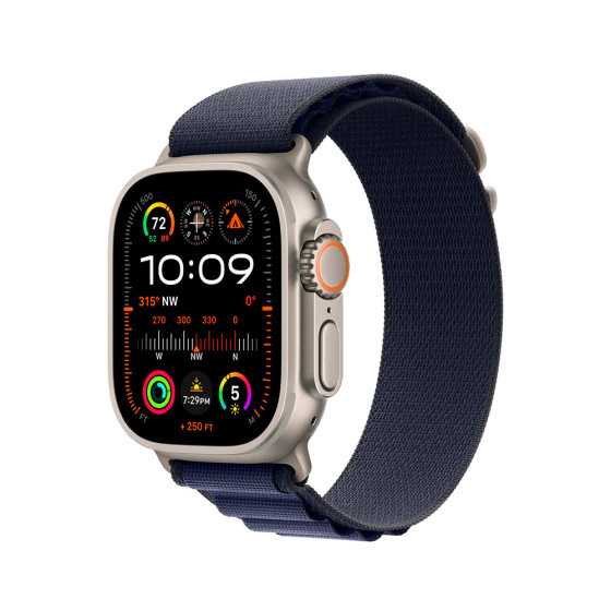 Apple Alpine Loop Band Small для Watch 49mm - Natural Titanium Finish - Navy (MXMX3)