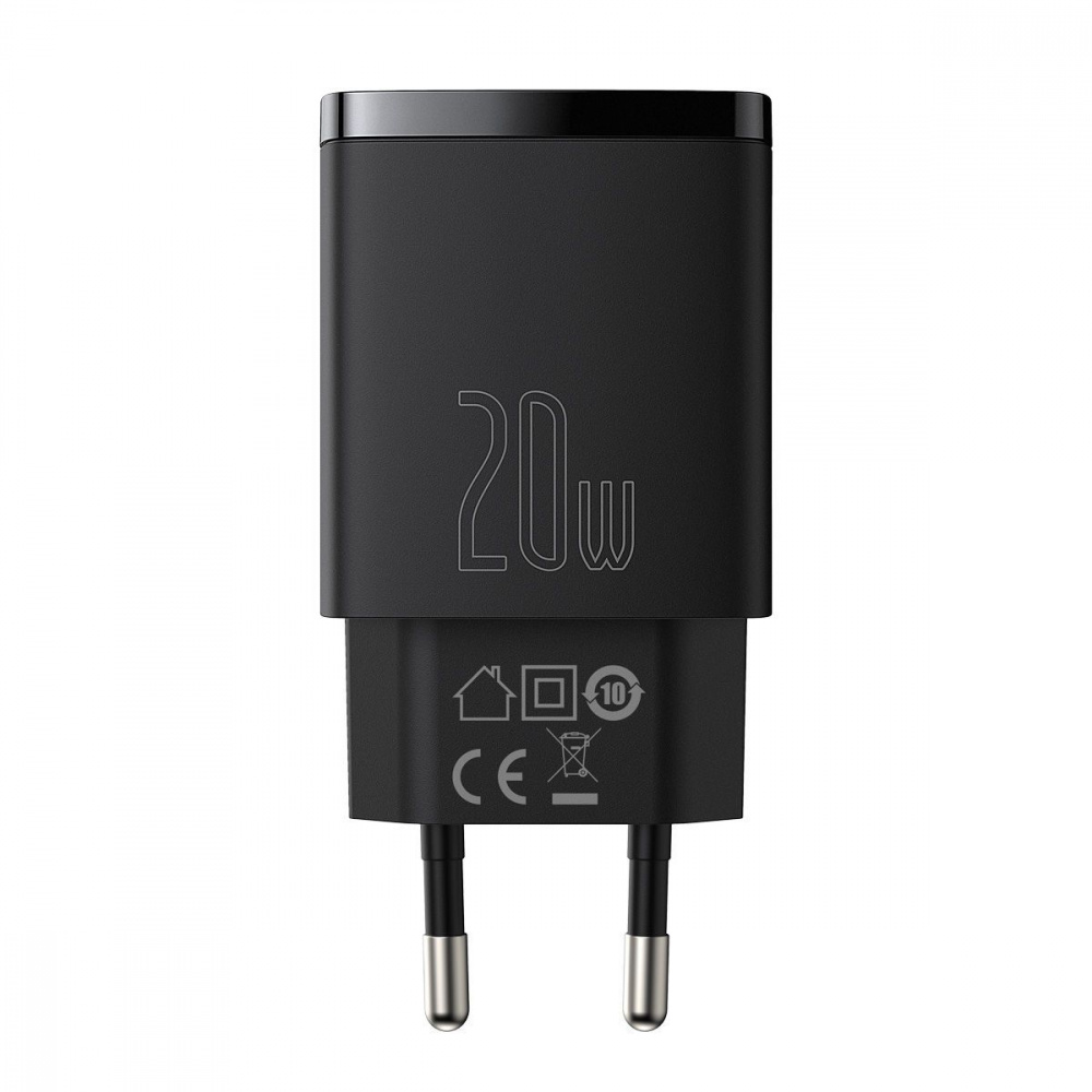 МЗП Baseus Compact Quick Charger 20W QC+PD (1Type-C+1USB) black