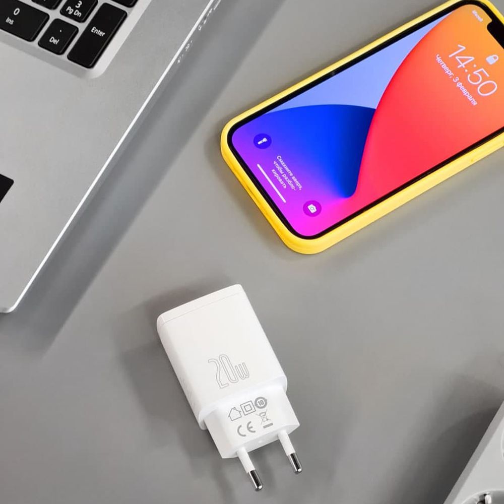 МЗП Baseus Compact Quick Charger 20W QC+PD (1Type-C+1USB) black