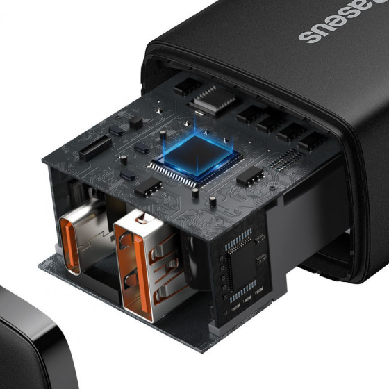 МЗП Baseus Compact Quick Charger 20W QC+PD (1Type-C+1USB) black