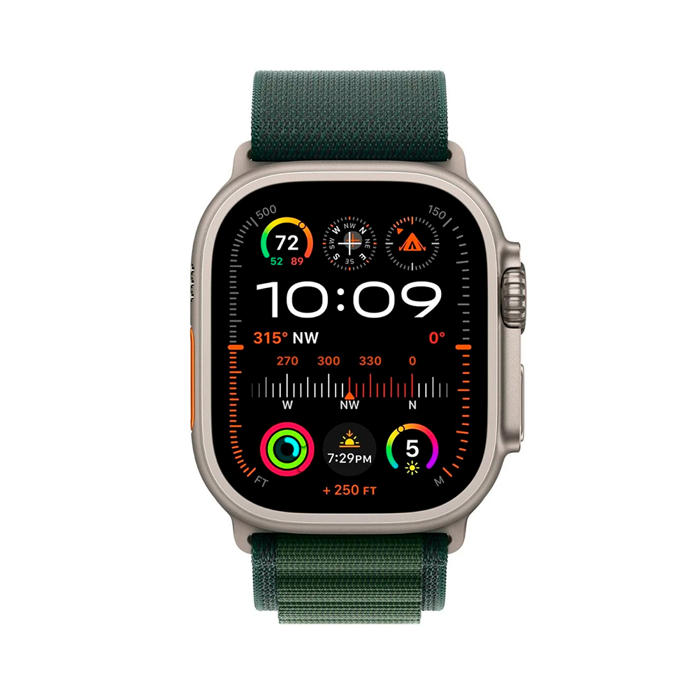 Apple Alpine Loop Band Small для Watch 49mm - Black Titanium Finish - Dark Green (MYPQ3)