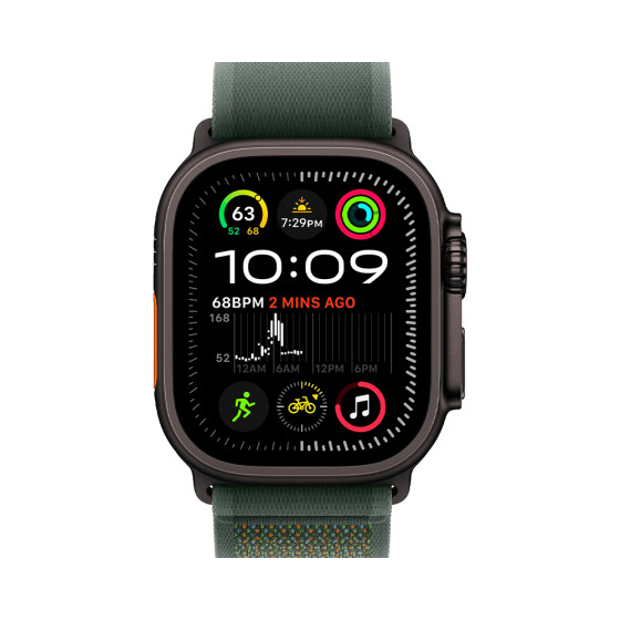 Apple Trail Loop Band S/M для Watch 49mm - Black Titanium Finish - Green (MYQ33)
