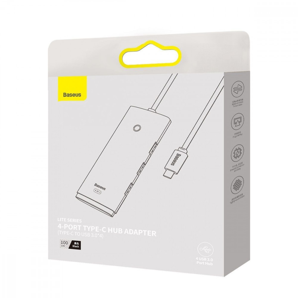 USB-Хаб Baseus Lite Series 4-in-1 (Type-C to USB 3.0*4 ) (1m) black