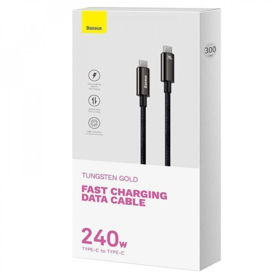 Кабель Baseus Tungsten Gold Fast Charging Type-C to Type-C 240W (3m) black