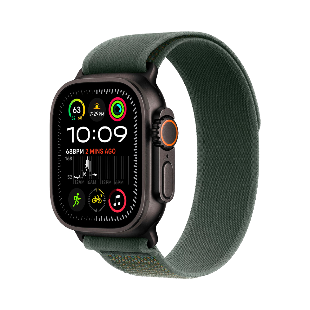 Apple Trail Loop Band S/M для Watch 49mm - Black Titanium Finish - Green (MYQ33)