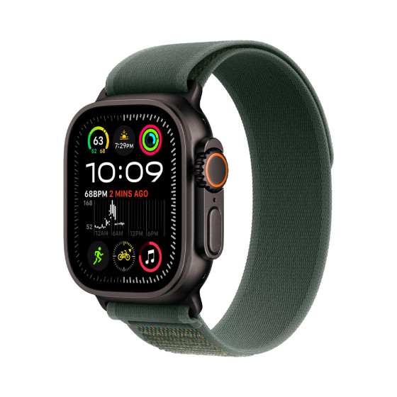 Apple Trail Loop Band S/M для Watch 49mm - Black Titanium Finish - Green (MYQ33)