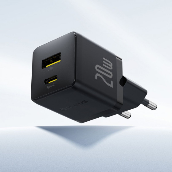 МЗП Baseus Palm Fast Charger 20W (Type-C+USB) white