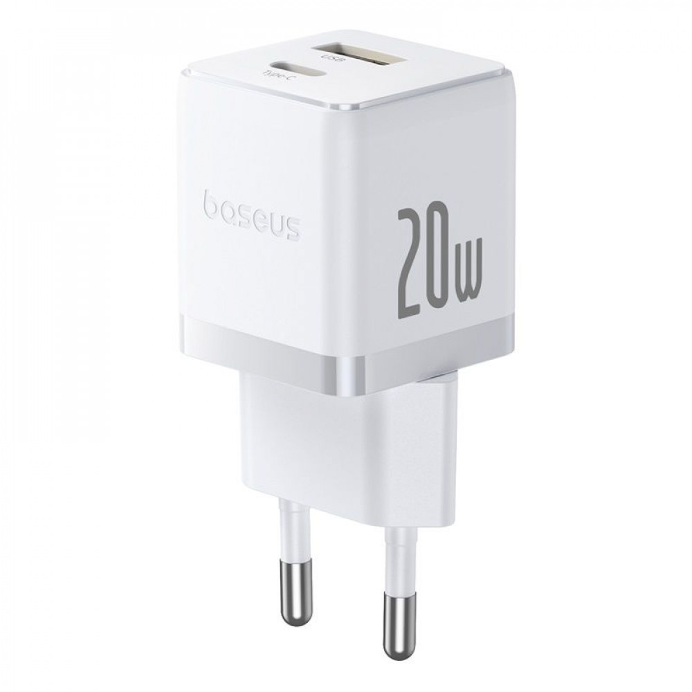 МЗП Baseus Palm Fast Charger 20W (Type-C+USB) white