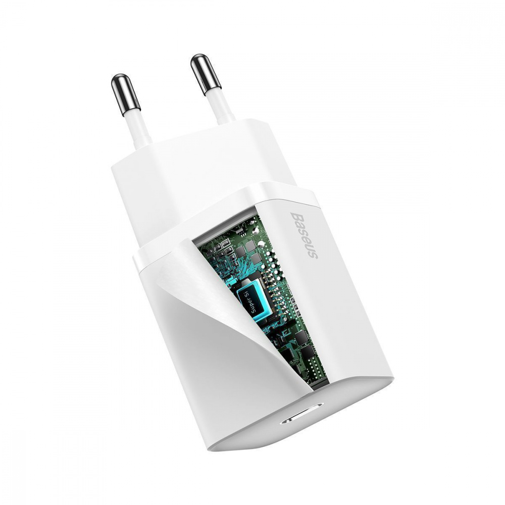 МЗП Baseus Super Silicone Quick Charger 20W (Type-C) + With Cable Type-C to Lightning black