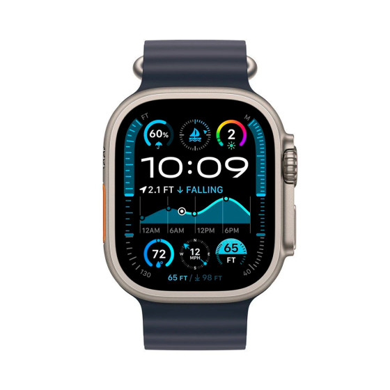 Apple Ocean Band Navy - Natural Titanium Finish 44/45/46/49mm (MXTH3)