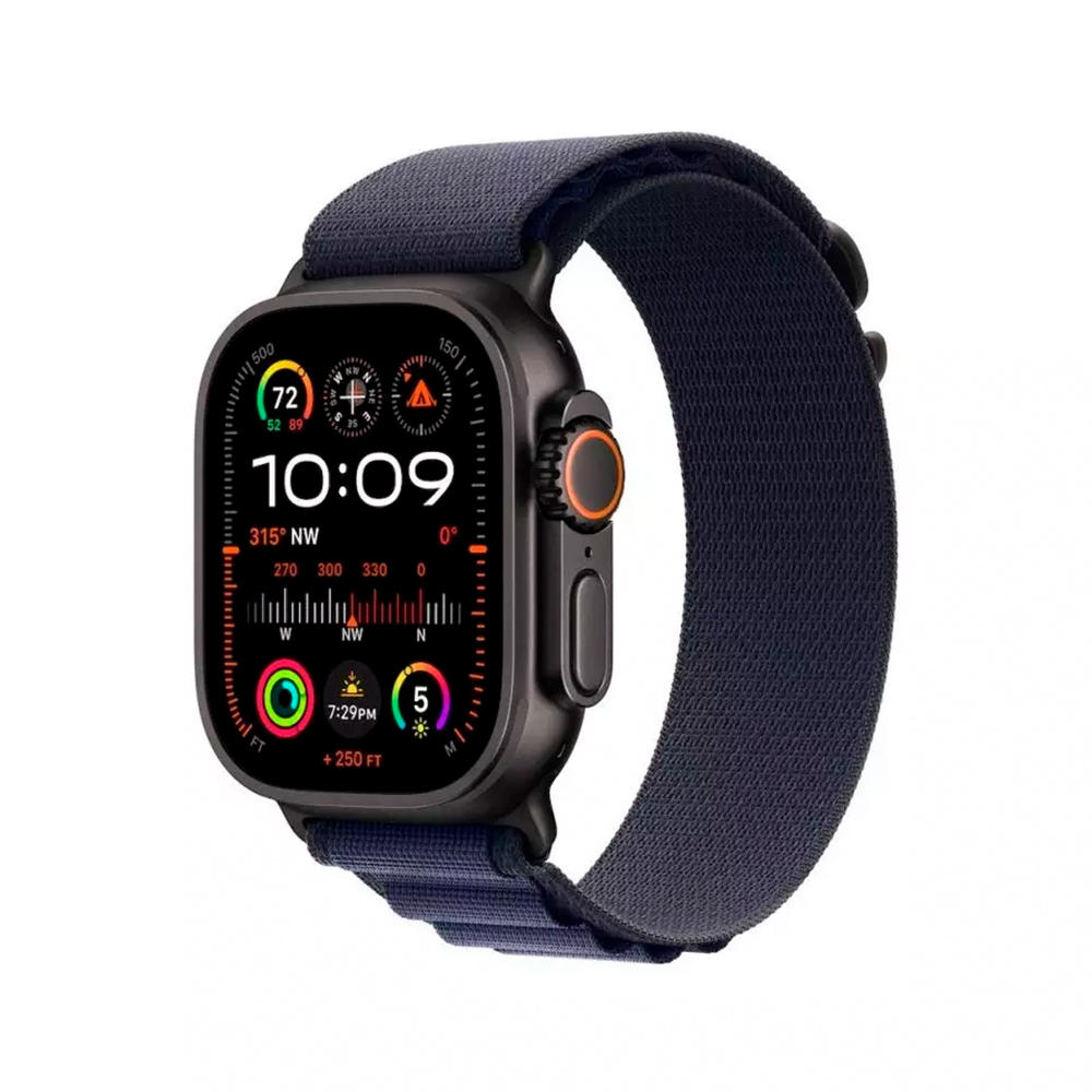 Apple Alpine Loop Band Medium для Watch 49mm - Black Titanium Finish - Navy (MYPX3)