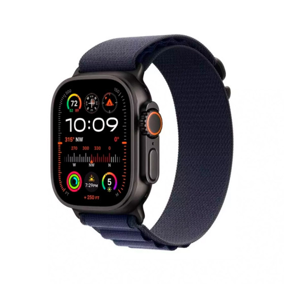 Apple Alpine Loop Band Medium для Watch 49mm - Black Titanium Finish - Navy (MYPX3)