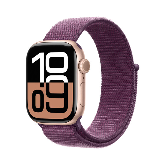 Apple Watch Series 10 GPS + Cellular 46mm Rose Gold Aluminum Case w. Plum S. Loop (MWY83)