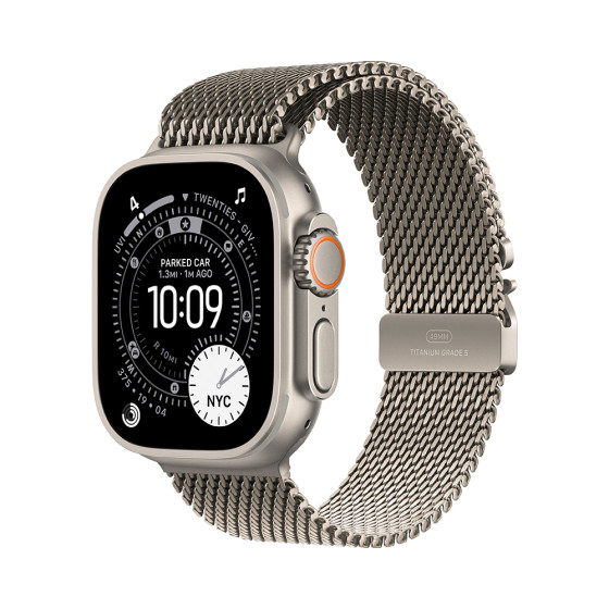 Apple Watch Ultra 3 GPS + Cellular 49mm Natural Tit. Case w. Natural Tit. Milanese Loop - Medium (MEWY4)