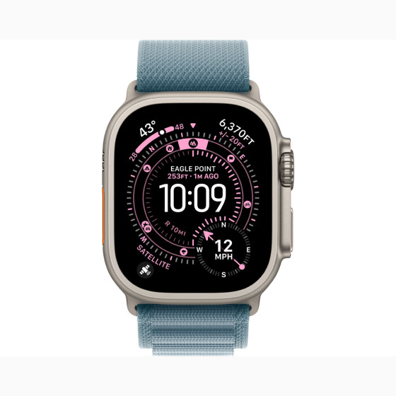 Apple Watch Ultra 3 GPS + Cellular 49mm Natural Tit. Case w. Light Blue Alpine Loop - Small (MEWK4)