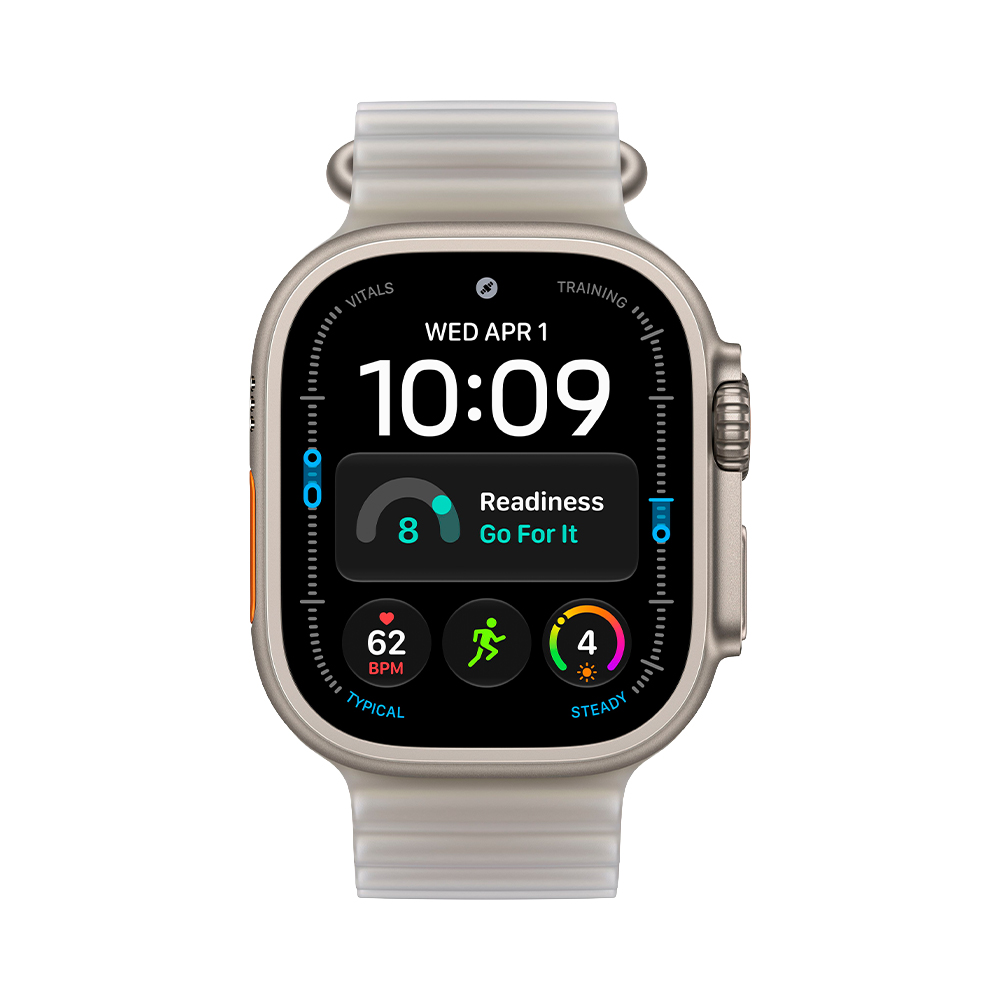 Apple Watch Ultra 4 GPS + Cellular 49mm Natural Titanium Case with Translucent Gray Ocean Band (MJAD4)