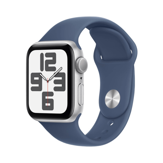 Apple Watch SE 2 GPS + Cellular 44mm Silver Aluminium Case w. Denim Sport Band - M/L (MXG53/MXGQ3)