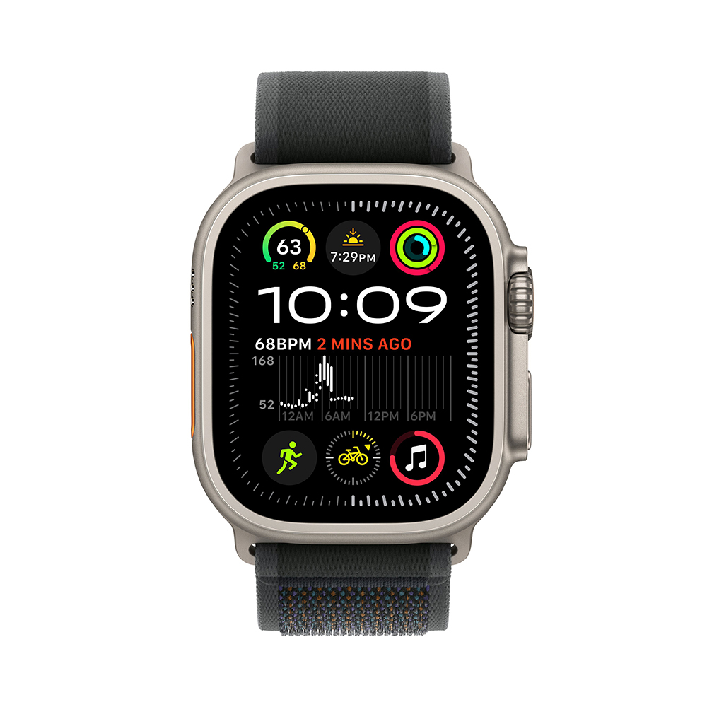 Apple Watch Ultra 2 GPS + Cellular 49mm Natural Titanium Case with Black Trail Loop - M/L (MXTR3)