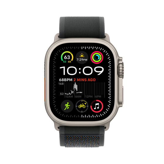 Apple Watch Ultra 2 GPS + Cellular 49mm Natural Titanium Case with Black Trail Loop - M/L (MXTR3)