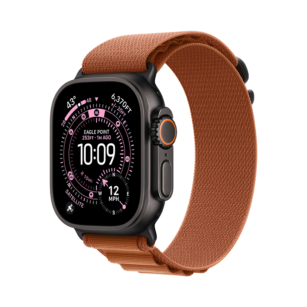Apple Watch Ultra 3 GPS + Cellular 49mm Black Tit. Case w. Terra Cotta Alpine Loop - Large (MG9F4)