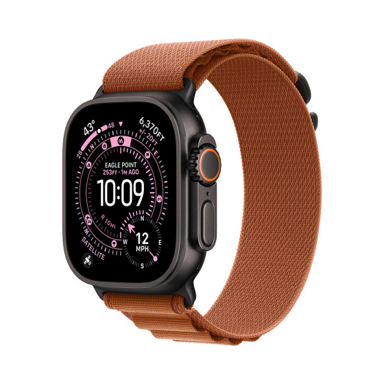 Apple Watch Ultra 3 GPS + Cellular 49mm Black Tit. Case w. Terra Cotta Alpine Loop - Large (MG9F4)