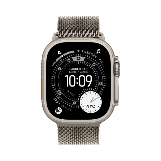 Apple Watch Ultra 3 GPS + Cellular 49mm Natural Tit. Case w. Natural Tit. Milanese Loop - Medium (MEWY4)