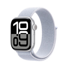 Apple Watch Series 10 GPS 46mm Silver Aluminum Case w. Blue Cloud Sport Loop (MWWN3)