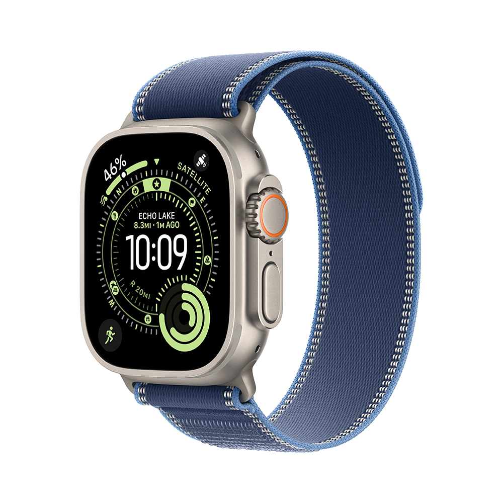Apple Watch Ultra 3 GPS + Cellular 49mm Natural Tit. Case w. Blue/Bright Blue Trail Loop - M/L (MEWU4)