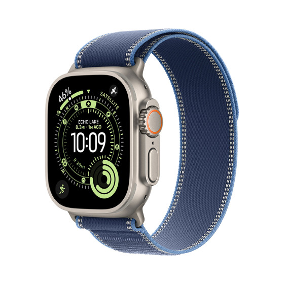 Apple Watch Ultra 3 GPS + Cellular 49mm Natural Tit. Case w. Blue/Bright Blue Trail Loop - M/L (MEWU4)