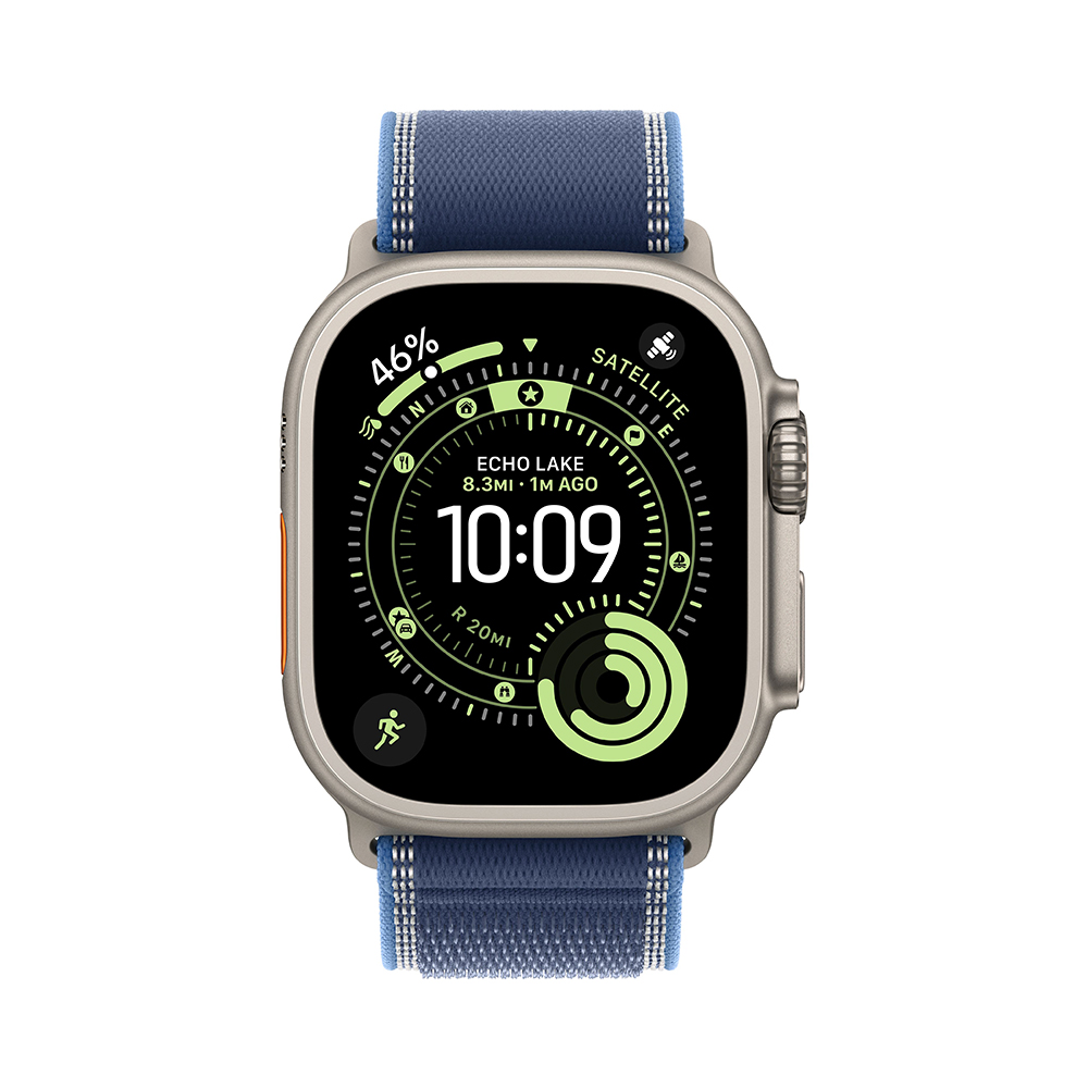 Apple Watch Ultra 3 GPS + Cellular 49mm Natural Tit. Case w. Blue/Bright Blue Trail Loop - M/L (MEWU4)