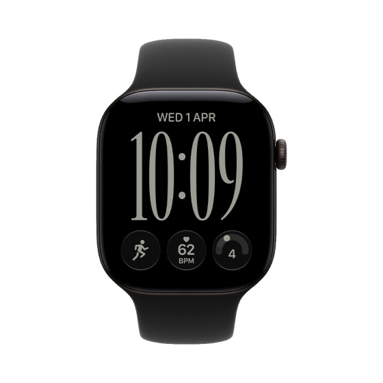 Apple Watch Series 12 GPS 46mm Black Aluminum Case with Black Sport Band - M/L (MJEL4)