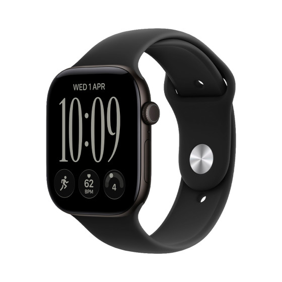 Apple Watch Series 12 GPS 46mm Black Aluminum Case with Black Sport Band - M/L (MJEL4)