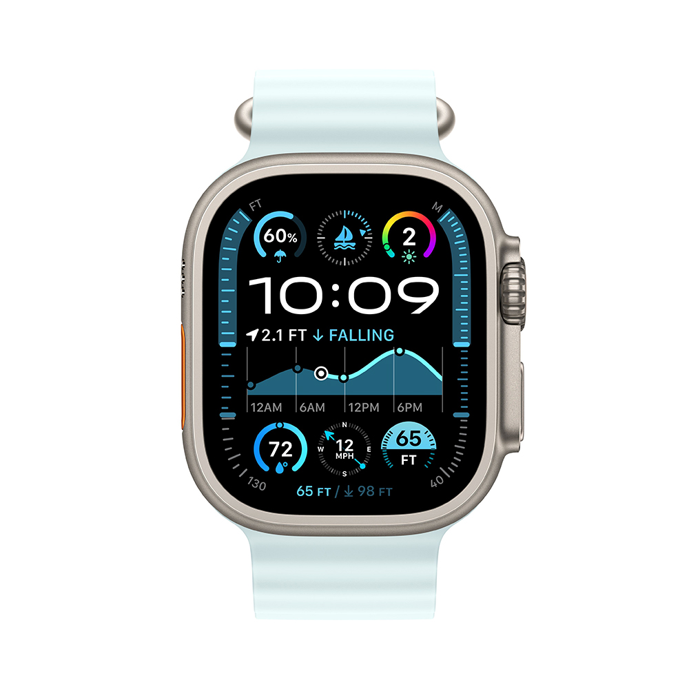 Apple Watch Ultra 2 GPS + Cellular 49mm Natural Titanium Case with Ice Blue Ocean Band (MXTF3)