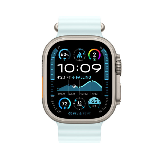 Apple Watch Ultra 2 GPS + Cellular 49mm Natural Titanium Case with Ice Blue Ocean Band (MXTF3)