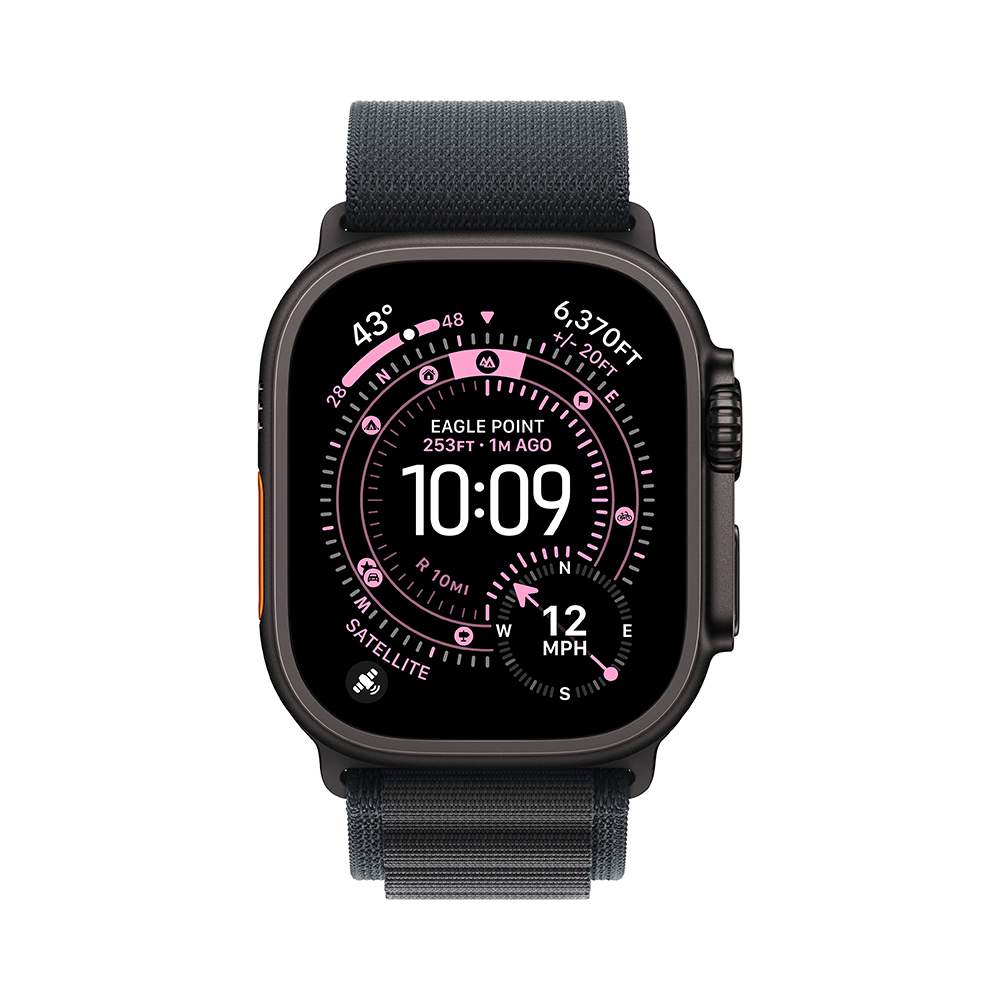 Apple Watch Ultra 3 GPS + Cellular 49mm Black Tit. Case w. Black Alpine Loop - Medium (MF0V4)