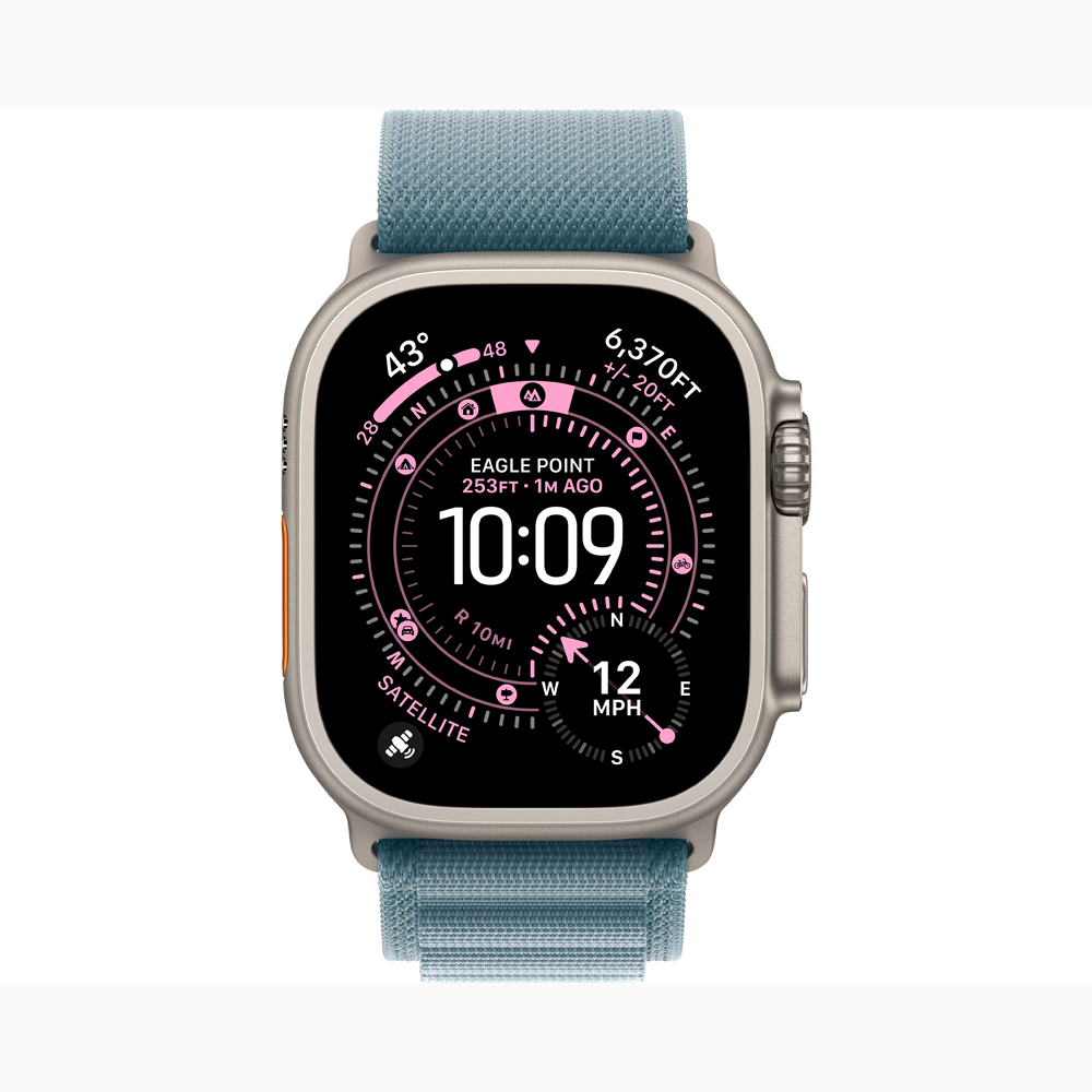 Apple Watch Ultra 3 GPS + Cellular 49mm Natural Tit. Case w. Light Blue Alpine Loop - Large (MEWP4)