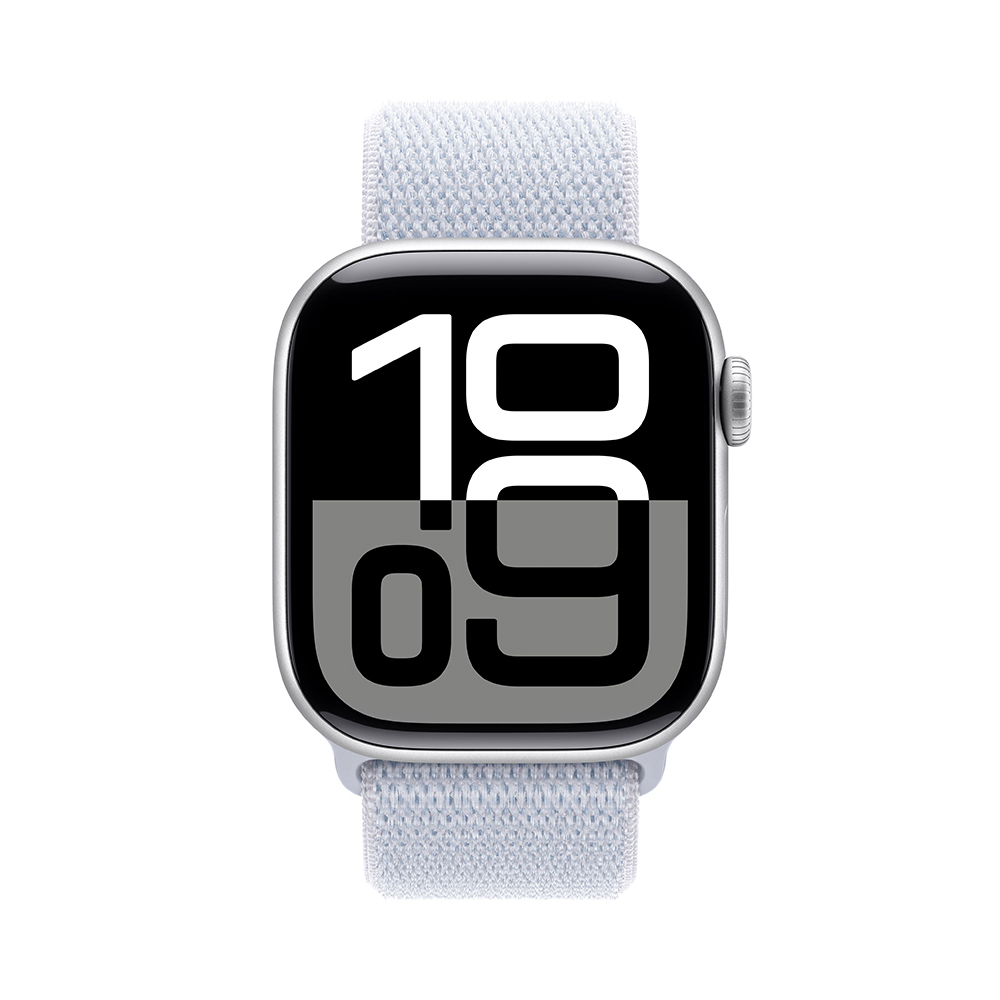 Apple Watch Series 10 GPS 42mm Silver Aluminum Case w. Blue Cloud Sport Loop (MWWD3)