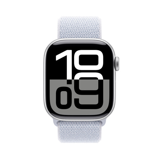 Apple Watch Series 10 GPS 42mm Silver Aluminum Case w. Blue Cloud Sport Loop (MWWD3)