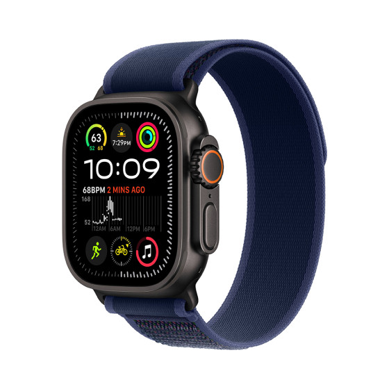 Apple Watch Ultra 2 GPS + Cellular 49mm Black Titanium Case with Blue Trail Loop - S/M (MYQ73)