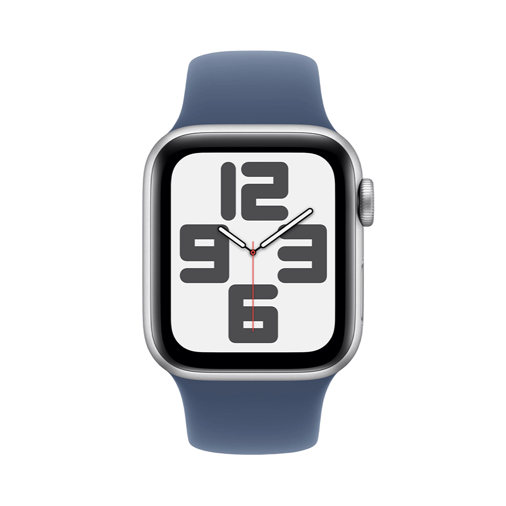 Apple Watch SE 2 GPS 44mm Silver Aluminium Case w. Denim Sport Band - M/L (MXER3)