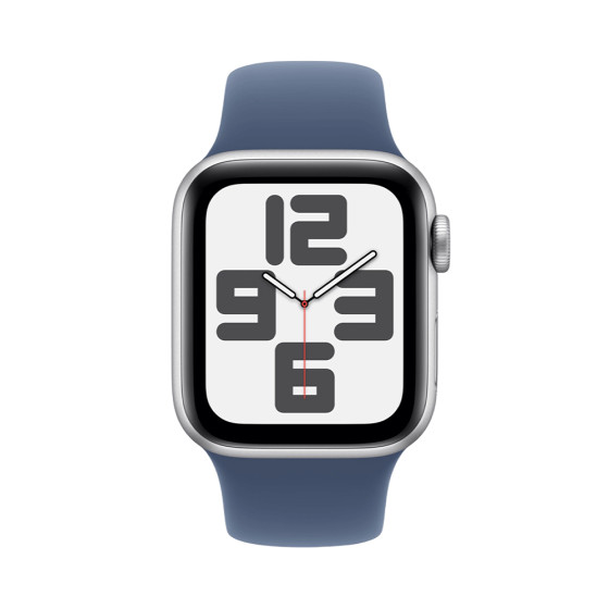 Apple Watch SE 2 GPS 44mm Silver Aluminium Case w. Denim Sport Band - M/L (MXER3)