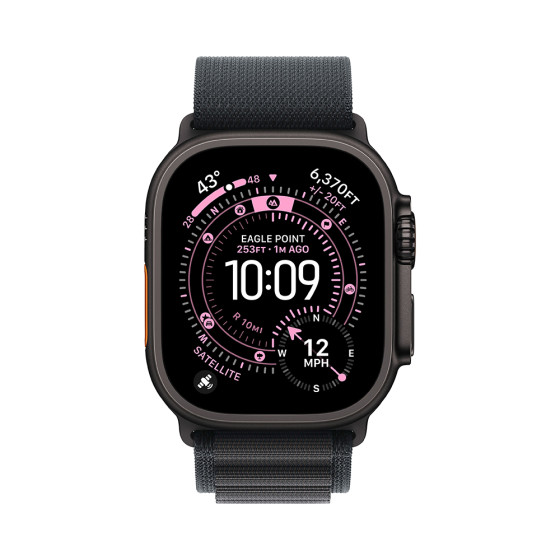 Apple Watch Ultra 3 GPS + Cellular 49mm Black Tit. Case w. Black Alpine Loop - Large (MF0X4)