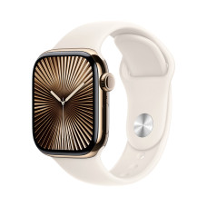Apple Watch Series 10 GPS + Cellular 42mm Gold Titanium Case w. Starlight Sport Band - S/M (MX063)